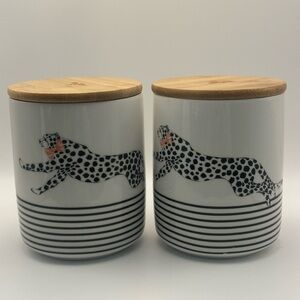 Leopard Print Ceramic Jars with Wooden Lids Ellen studio London